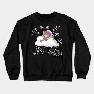 Cute Baby Teddy Bear Sleeping in Clouds Crewneck Sweatshirt